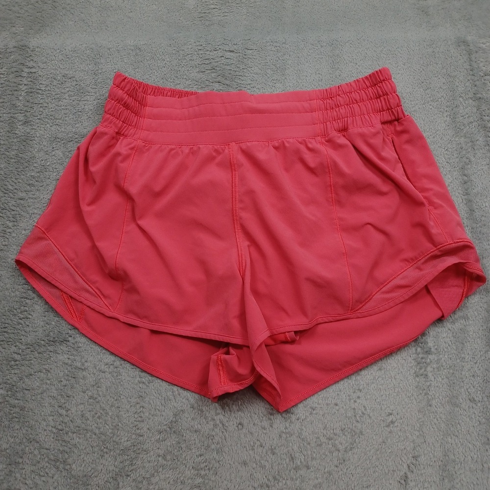 Lululemon Shorts Womens 6 Pink Hotty Hot Drawstring Pockets Logo Activewear